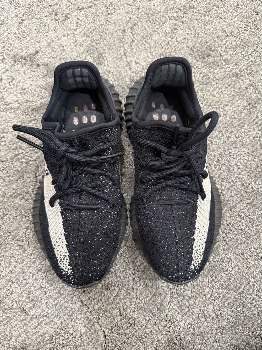Yeezy Black Sneakers with White Side Stripe